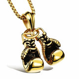 Golden Gloves Pendant Boxing Necklace Stainless Steel Chain Jewelry