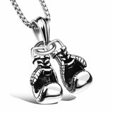 Golden Gloves Pendant Boxing Necklace Stainless Steel Chain Jewelry