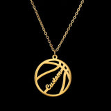 Kids Basketball Pendant Name Plate Necklace Personalized