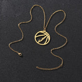 Kids Basketball Pendant Name Plate Necklace Personalized