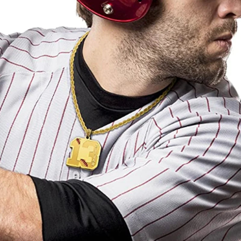 Sports Lucky Number Engrave Name Necklace Stainless Steel