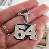 Sports Lucky Number Engrave Name Necklace Stainless Steel