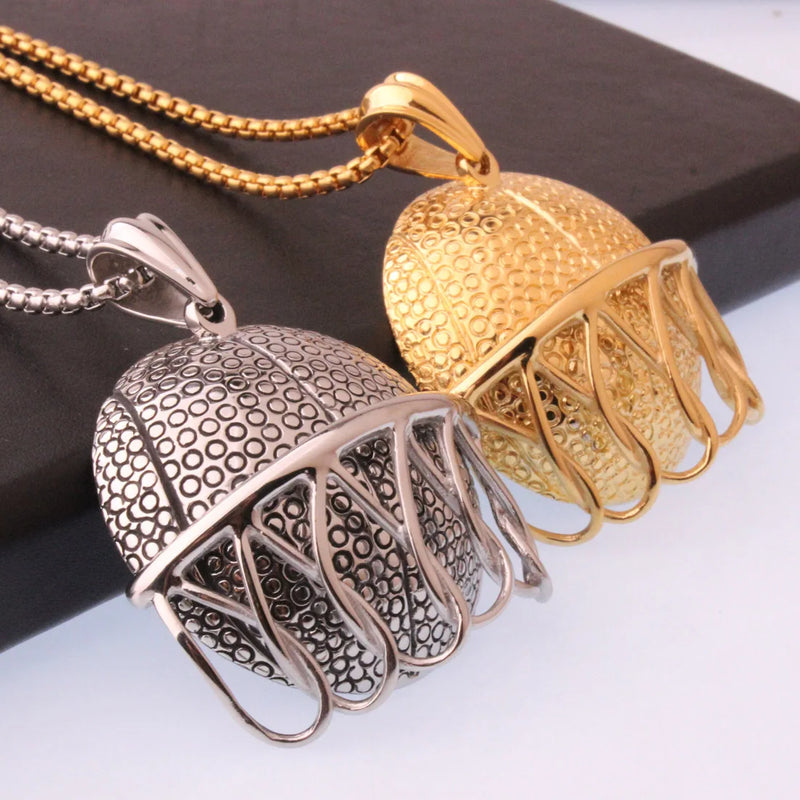 Volleyball Stainless Steel Pendant Necklace with Chain