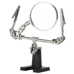5X Magnifying Glass Auxiliary Clip Magnifier Soldering Stand Holder