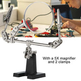 5X Magnifying Glass Auxiliary Clip Magnifier Soldering Stand Holder