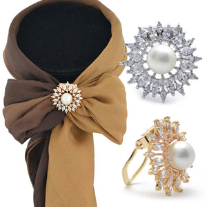 Zircon Pearl Scarf Buckle - Wild Clothes Clip