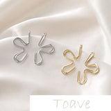 Spring 14K Gold-Clad Double-Layer Half Petal Silver Earrings