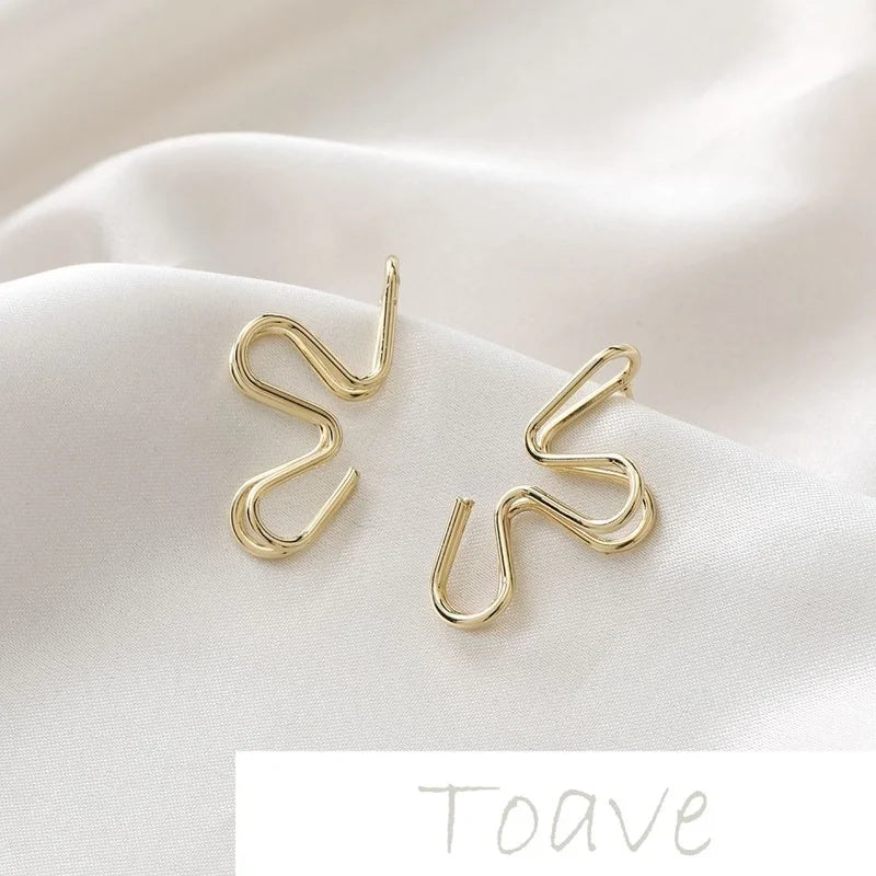 Spring 14K Gold-Clad Double-Layer Half Petal Silver Earrings