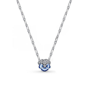 Enamel Pansy Wreath Necklace & Butterfly Bracelet Set
