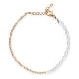 Spring Gold-color Glass Beads Natural Pearl Mixed Bracelet Arm Accessories