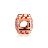 925 Sterling Silver Rose Pink Flower Charm for Bracelet Necklace