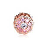 925 Sterling Silver Rose Pink Flower Charm for Bracelet Necklace