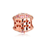 925 Sterling Silver Rose Pink Flower Charm for Bracelet Necklace
