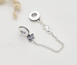 925 Silver Butterfly Safety Chain Link with Crystal Fixing Clip