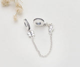 925 Silver Butterfly Safety Chain Link with Crystal Fixing Clip