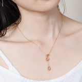 Pink Crystal Long Link Necklace for Women 925 Silver