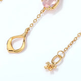 Pink Crystal Long Link Necklace for Women 925 Silver