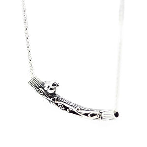 Spring Bird Necklace 925 Sterling Silver Jewelry Choker Vintage Pendant