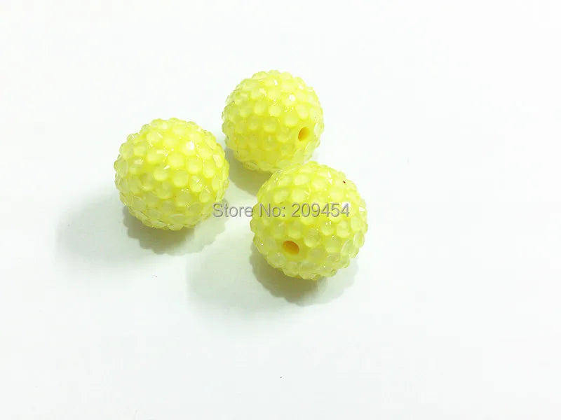Pastel Yellow Rhinestone Beads 20MM 100pcs/lot - Chunky Beads for Kids Jewelry