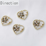 Spring Crystal Flower Pearl Heart Alloy Pendant Earrings DIY Accessories