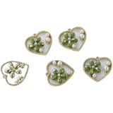 Spring Crystal Flower Pearl Heart Alloy Pendant Earrings DIY Accessories