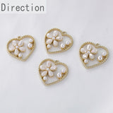 Spring Crystal Flower Pearl Heart Alloy Pendant Earrings DIY Accessories