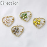 Spring Crystal Flower Pearl Heart Alloy Pendant Earrings DIY Accessories