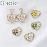 Spring Crystal Flower Pearl Heart Alloy Pendant Earrings DIY Accessories