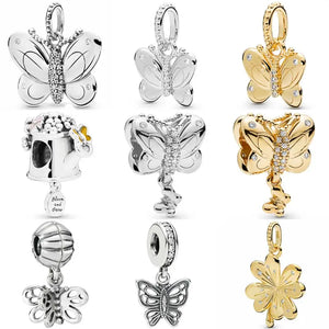 Spring Butterfly Pendant Bead 925 Sterling Silver Charm