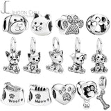 925 Silver Poodle Puppy Dog Dangle Charm for Bracelets