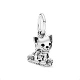 925 Silver Poodle Puppy Dog Dangle Charm for Bracelets
