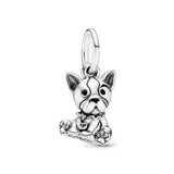 925 Silver Poodle Puppy Dog Dangle Charm for Bracelets