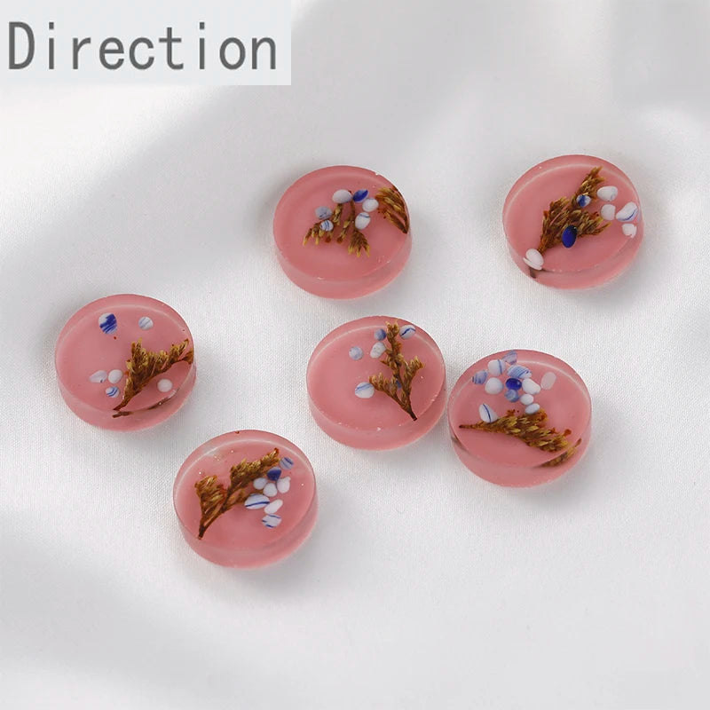 Japanese Resin Dried Flower Gravel Round Patch DIY Jewelry Material