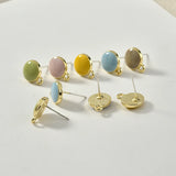 Alloy Drop Oil All-match Silver Needle Ear Stud DIY Earrings Material 6pcs
