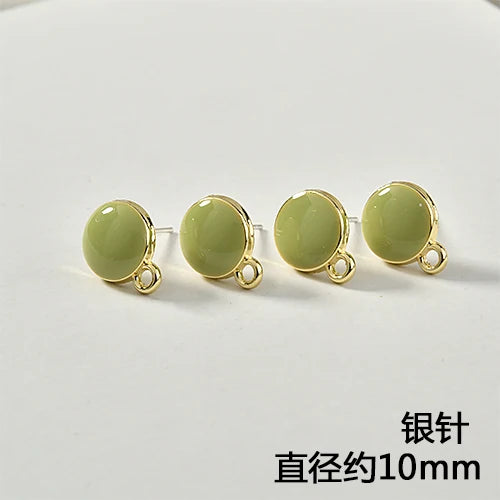 Alloy Drop Oil All-match Silver Needle Ear Stud DIY Earrings Material 6pcs
