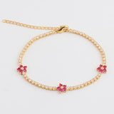 Rainbow Daisy Flower Tennis Chain Bracelet Set