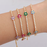 Rainbow Daisy Flower Tennis Chain Bracelet Set