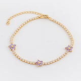 Rainbow Daisy Flower Tennis Chain Bracelet Set