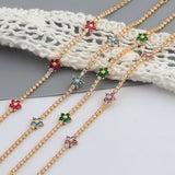 Rainbow Daisy Flower Tennis Chain Bracelet Set