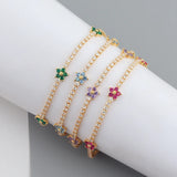 Rainbow Daisy Flower Tennis Chain Bracelet Set