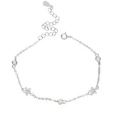 925 Silver Dainty Daisy Flower Cz Link Chain Bracelet