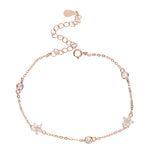 925 Silver Dainty Daisy Flower Cz Link Chain Bracelet