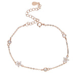 925 Silver Dainty Daisy Flower Cz Link Chain Bracelet