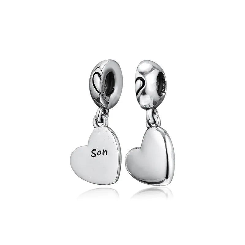 Mother & Son Love Dangle Charm 925 Silver Jewelry For Snake Chain Bracelets