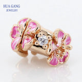 925 Sterling Silver Peach Blossoms Flower Rose Clip Charm Bead