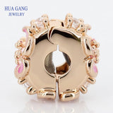 925 Sterling Silver Peach Blossoms Flower Rose Clip Charm Bead