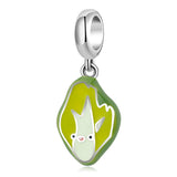 Sterling Silver Cartoon Doll Bear Strawberry Spacer Charm Bead