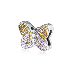 Silver Butterfly Clip Charms 925 Sterling for Bracelet DIY