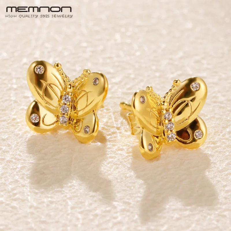 925 Sterling Silver Decorative Butterflies Stud Earrings for Women