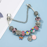 Colorful Butterfly Pendant Bracelet Charm Beads Silver Plated Women Gift
